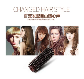 

Domestic wood combed bristle combed round and roll combed style straight hair curling comb roll combed pear flower hair comb