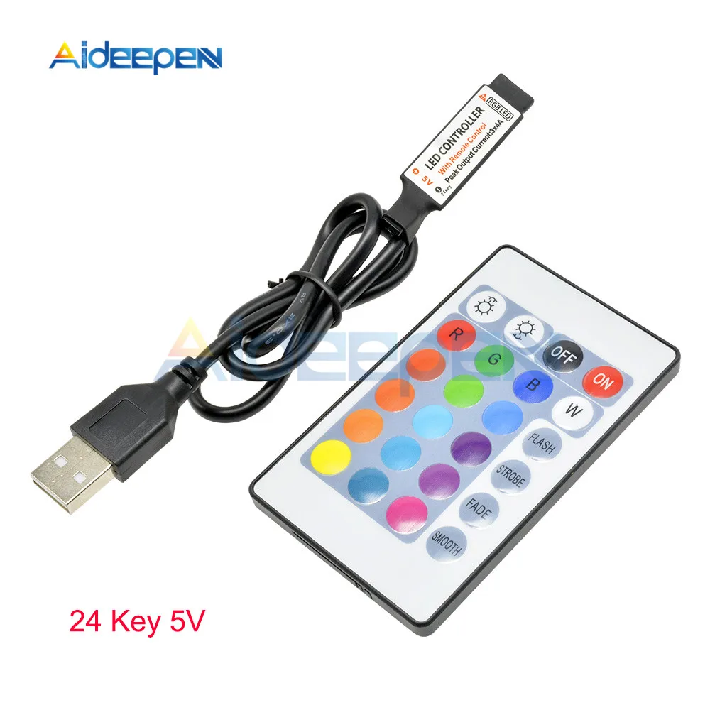 ตัวเลือกสินค้า RGB LED Strip Controller 3 Buttons Dimmer 24 Keys IR/RF Remote Control
