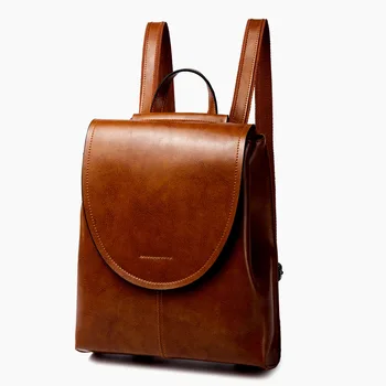 

Casual Leather Backpack For Women Classic Student's Schoolbag Vintage Lady Knapsack High Quality Cowhide back bags