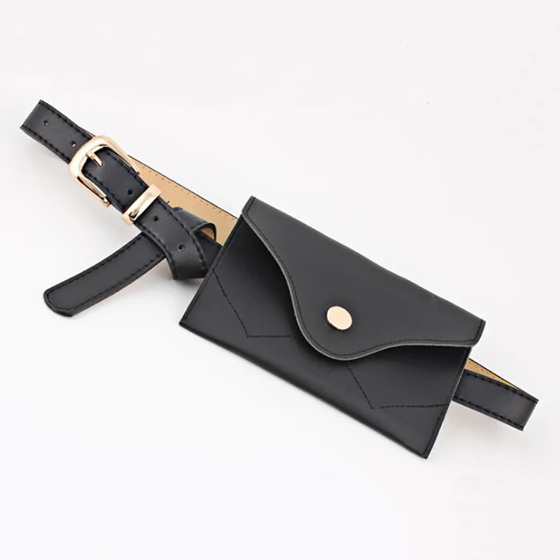 New Envelope Pack Women Waist Belt Bag Solid Vintage Waist Bags Girl Fashion Bum Pouch Phone Leather Chest Packs