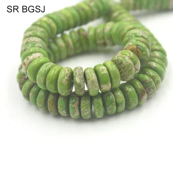 

Free Shipping SR 3x10mm Rondelle Sea Sediment Jasper Green Gemstone Natural Stone Jewelry Spacer DIY Beads Strand 15"