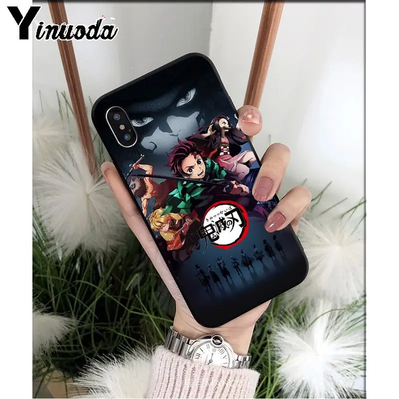 Yinuoda аниме демон Slayer Kimetsu no Yaiba TPU мягкий черный чехол для телефона Apple iPhone 8 7 6 6S Plus X