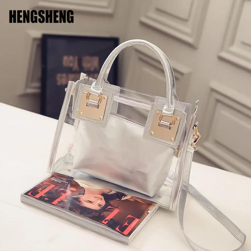 

Transparent Jelly Crystal Box Beach Bag Shoulder Portable Messenger Bag Fashion Women Handbags ZF9567