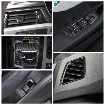 

Carbon Fiber Look Accessories Interior Refit Kit For Audi A4 B9 2017 - 2020 Gear Head Knob / Air AC / Lift Button Cover Trim