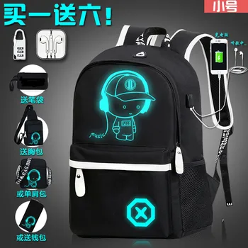 

Luminous Mucis Men Canvas Backpack Laptop College Student School Bags for Teenager Backpack 2020 Large capacity Mochila