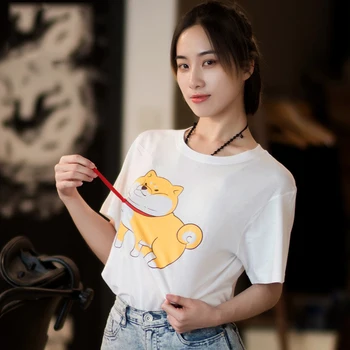 

Kawaii Women T Shirt Shiba Inu 2020 Summer Sale Short Sleeve Fashion O Neck T-Shirt Harajuku Tops Tees For Lady z40