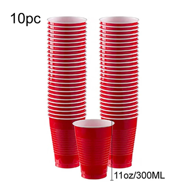 Pure Red Disposable Party Tableware Cup Plate Adult Birthday Party Decor Kids Wedding Adult Supplies Christmas Party Supplies Cup-10PCS