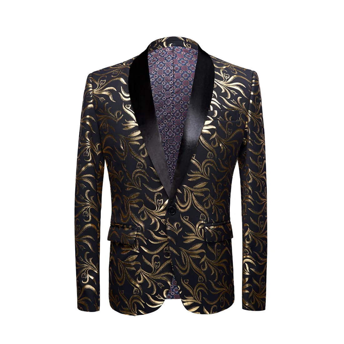 5-2 shawl lapel Aismz мужской плюс размер 5XL золотой узор Повседневный приталенный Блейзер диджейский клубный сценический певица костюм свадебный костюм жениха куртка - Цвет: 5-2 shawl lapel