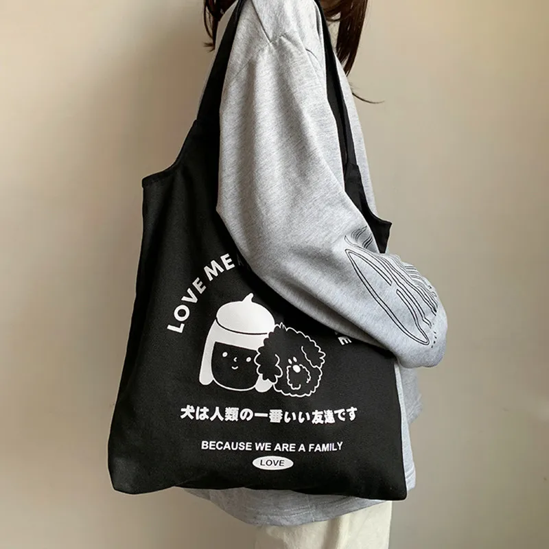 Canvas Women's Shoulder Bag Korean Version Of Ulzzang Harajuku Japanese Art Shopping Bag Student Ins Fashion Ladies Bag