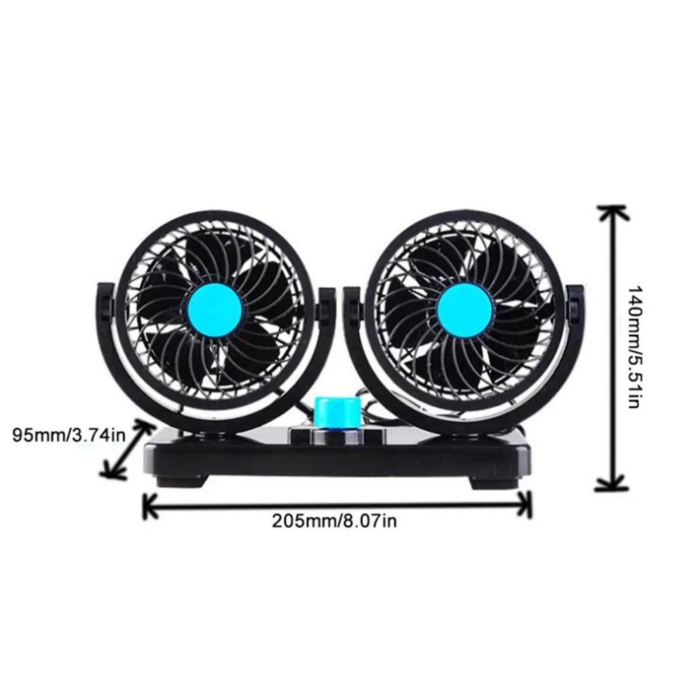12 V/24 V Dual Head охлаждающий Осциллирующий на заднем сиденье Вентиляционный воздух вентилятор грузовик воздушный вентилятор Регулируемый охладитель Вентилятор охлаждения