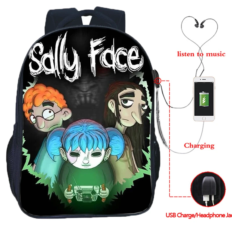 Sally Face USB многофункциональная сумка молодежный рюкзак для ноутбука хип-хоп повседневный рюкзак для путешествий 16 дюймов