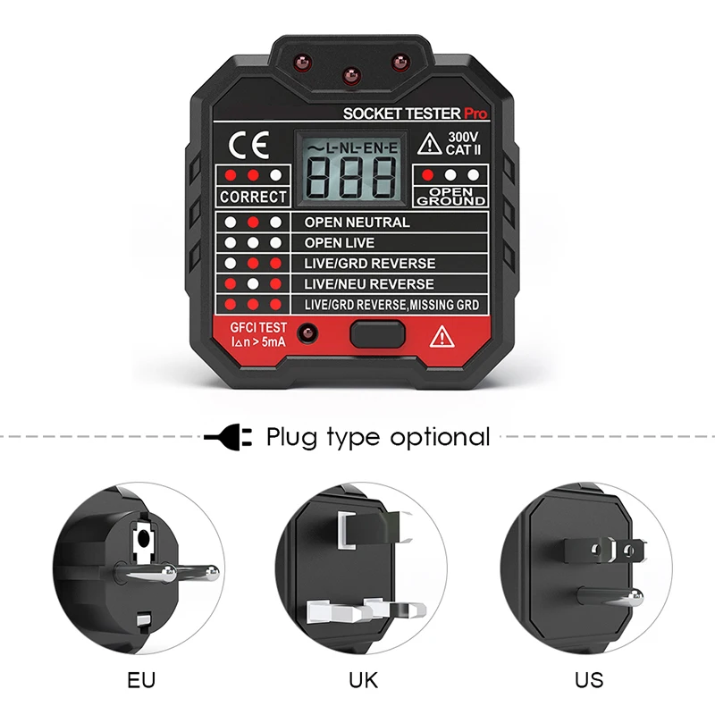 Voltage Tester Non-Contact with LED Flashlight+ GFCI Outlet Tester Power Socket Tester(Voltage Teser+ Outlet Tester