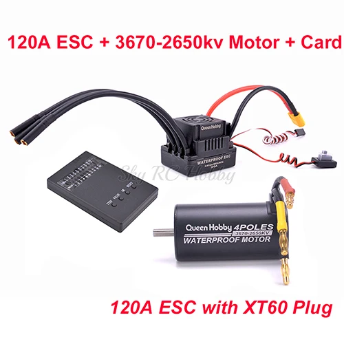 3670 2150KV 2650KV бесщеточный мотор+ 120A S-120A ESC с 5,8 V+ 3A BEC+ Programe card Combo Набор для 1/8 1:8 RC модель автомобиля грузовика - Цвет: 120A 3670-2650KVCard