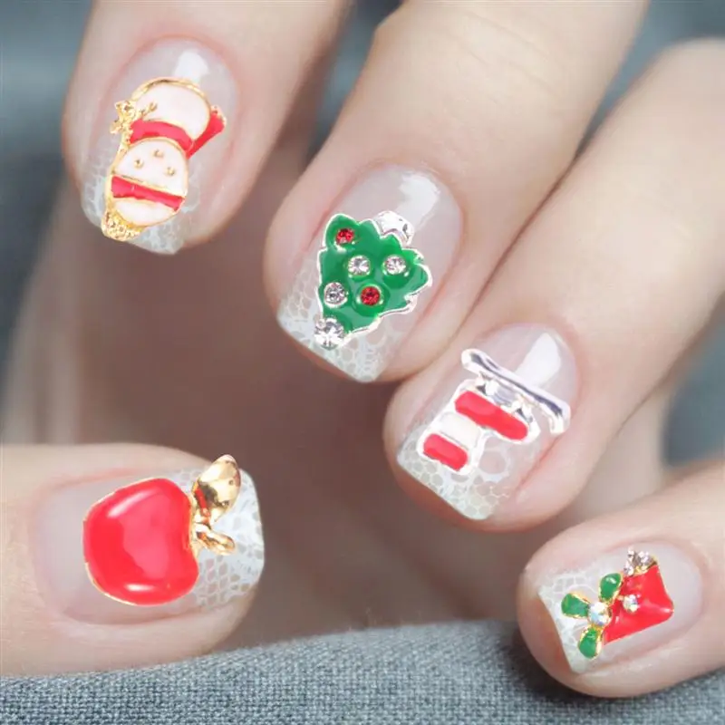 20pcs Alloy Nail Art Patches Manicure Decorations Christmas Nail Decals DIY Nail Acessories for Home Party