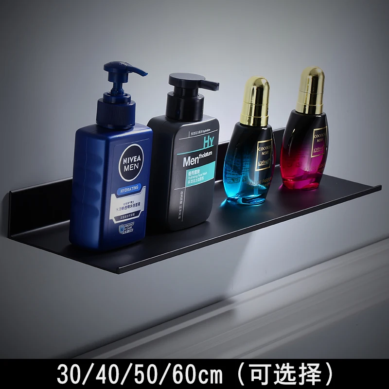 

Black bathroom shelving mirror front shelf European, space aluminum