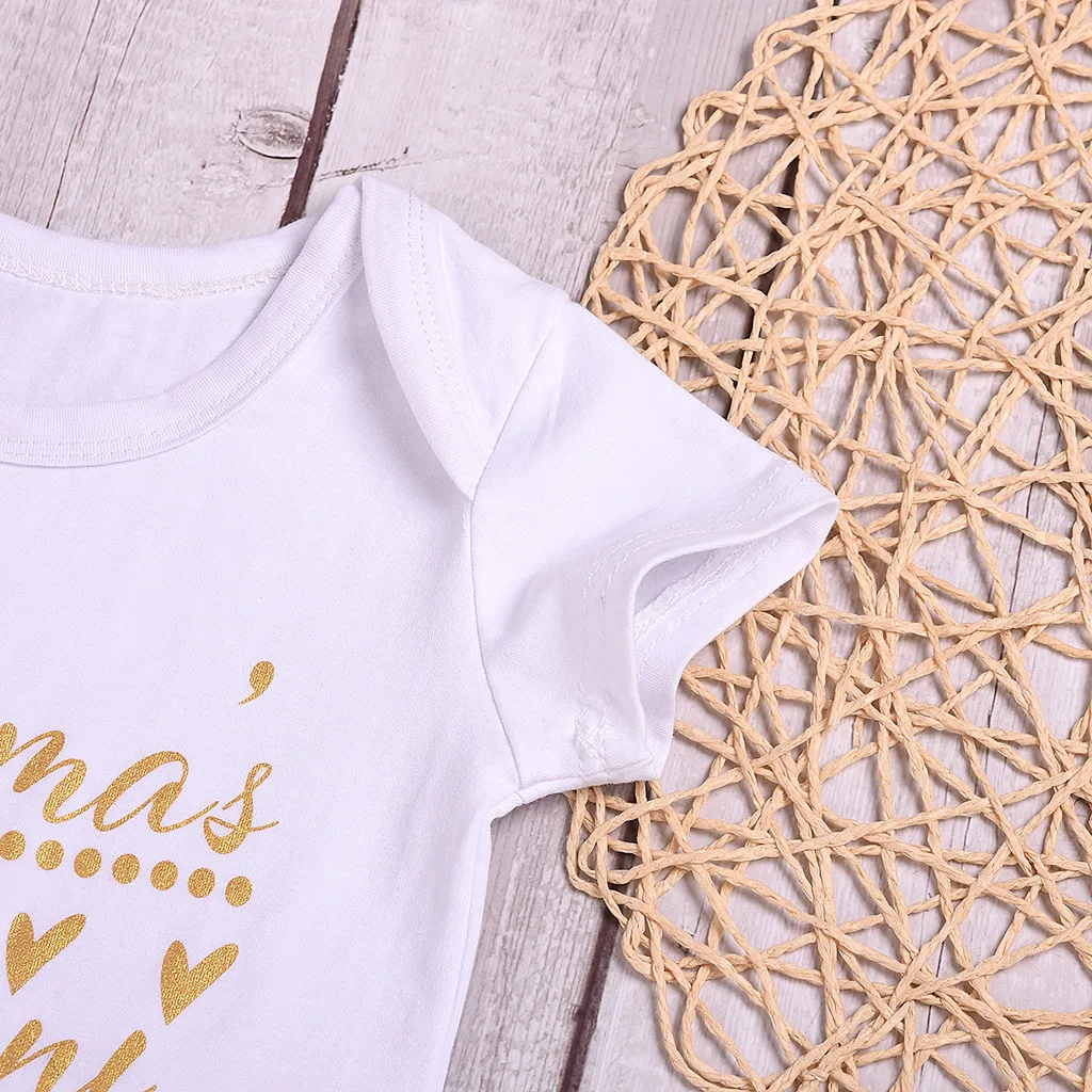 MUQGEW г. Летняя модная детская одежда для маленьких девочек, комплект одежды комбинезон с буквенным принтом, фатиновая юбка в горошек с блестками повязка на голову