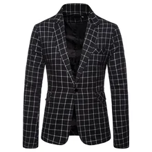 SHUJIN Blazer Men Suit Fashion Jacket Mens Slim Fit Casual Plaid Jackets Men Blazer Single Button Plus Size Male Wedding Suit