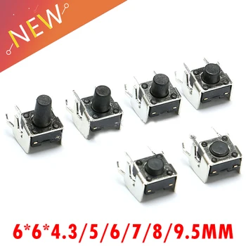 

50PCS Mini Micro Momentary Tactile Push Button Switch 6*6*4.3/5/6/7/8/9.5mm Right Angle With stent 4 Pin DIP Micro Switch