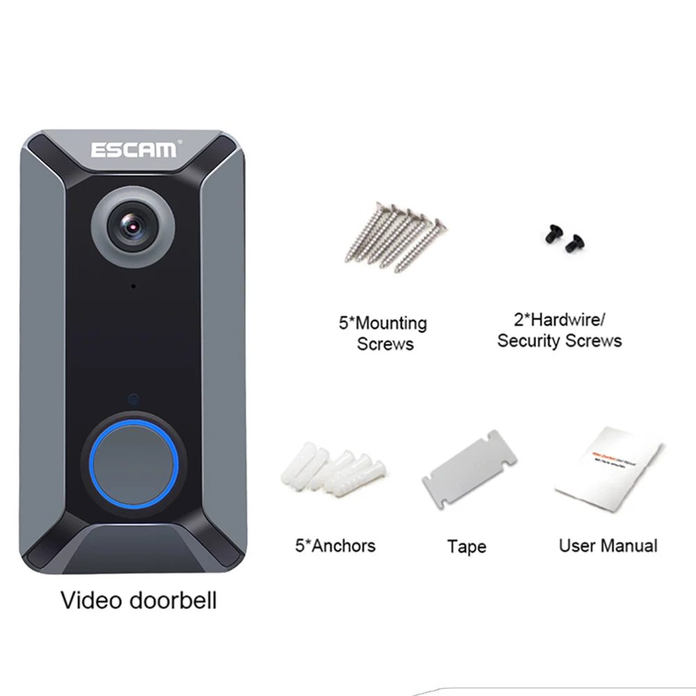 140 градусов угол IP65 Водонепроницаемый ESCAM IR 720P домашнее ночное видение цветной дисплей Беспроводная камера видео умный дверной Звонок