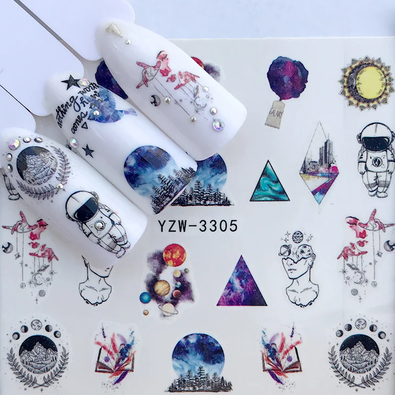 

1pcs Colorful Planet Series Design Sticker Nail Decal Astronaut Xmas Design Gel Manicure Decor Water Slider Wraps Decoration