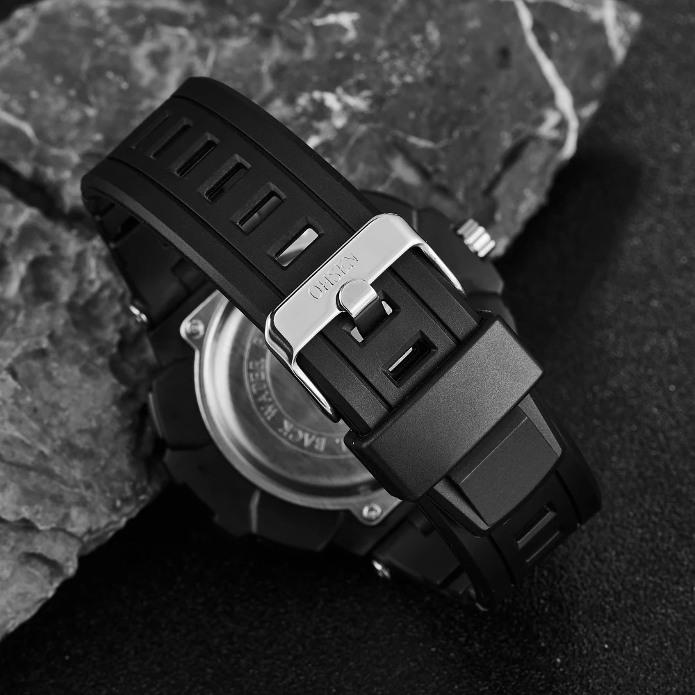 Digital Quartz Men wristwatch Stopwatch LED Dual time Gold Silicone Watch 50M Diving military Alarm clock relogio masculino