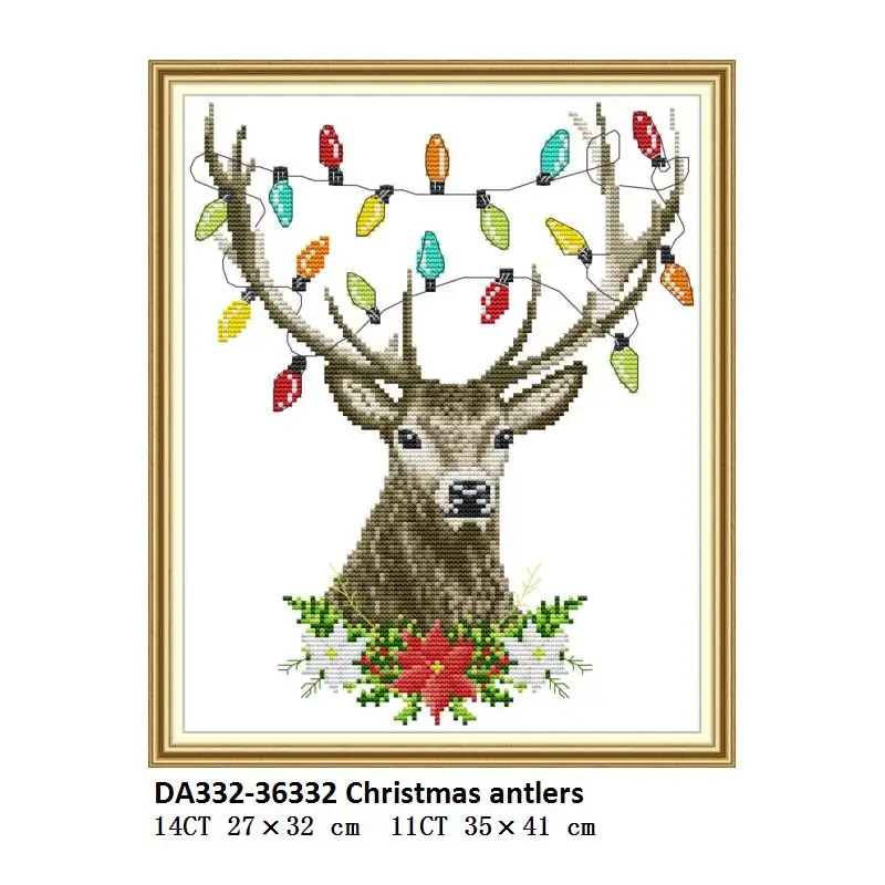 Cross Stitch DA332 Joy Sunday Christmas рога штампованные наборы для вышивки крестом Aida ткань для вышивки крестом Рукоделие 14ct холст Набор для вышивки нить DMC - Цвет: Cross Stitch DA332