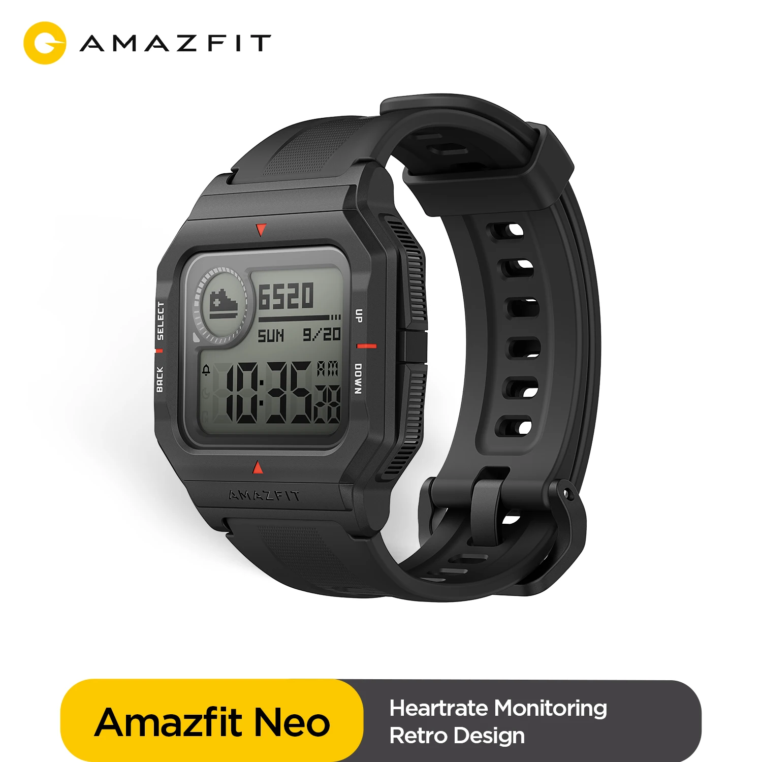 US $39.99 Global Version Amazfit Neo Smartwatch 28 Days Battery Life Retro Design 5ATM 3 Sports Modes Heart Rate Track Sleep Monitor