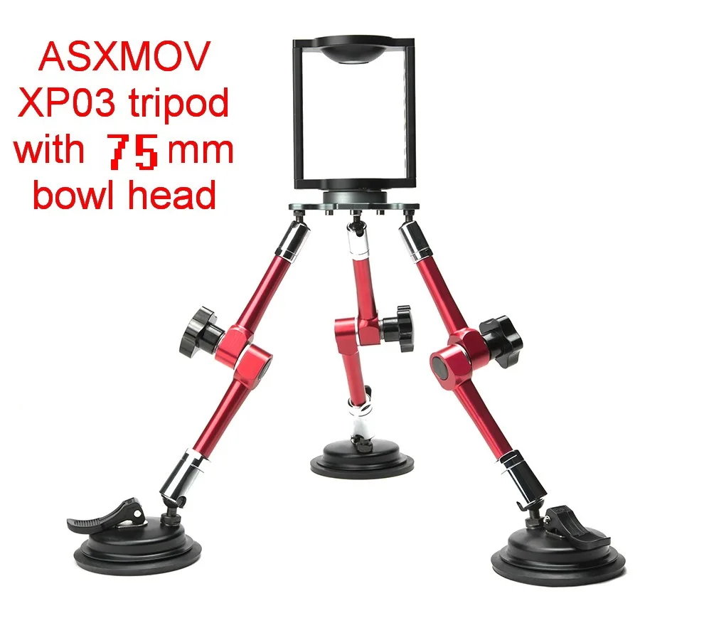 with 75mm bowl ASXMOV XP03 алюминиевый сплав Автомобильная присоска камера держатель видео штатив для gopro для всех dslr камера видеокамера - Цвет: with 75mm bowl