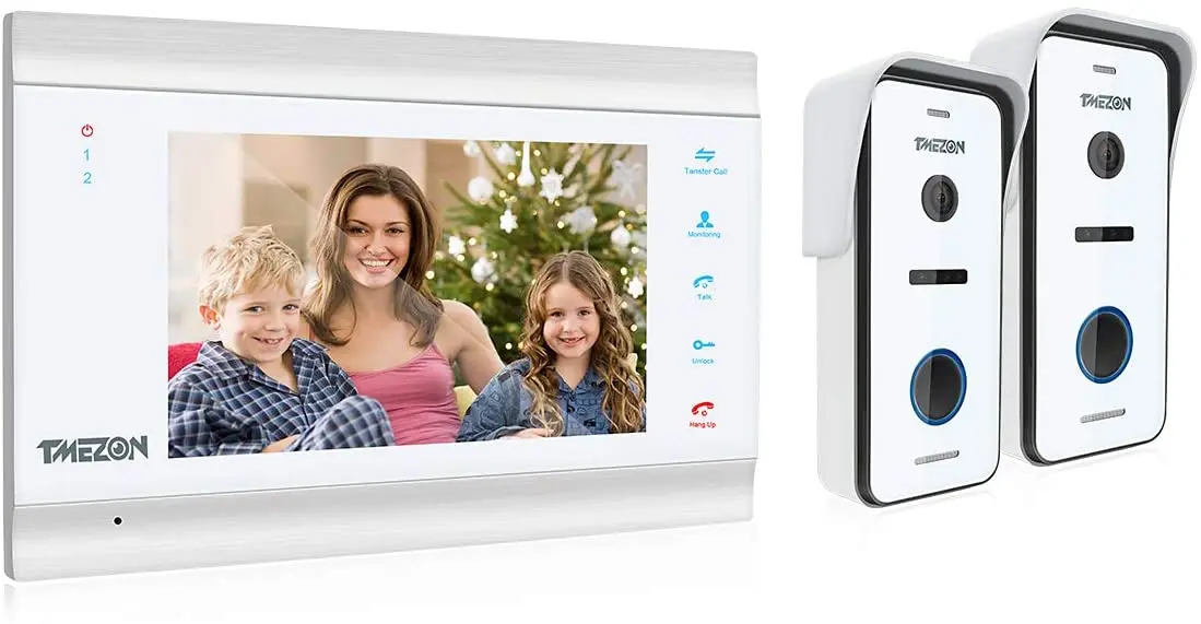 video intercom indoor station TMEZON video door intercom doorbell intercom system, 1080P 7 inch 1 monitor 1 camera touch button, night vision door video intercom Door Intercom Systems