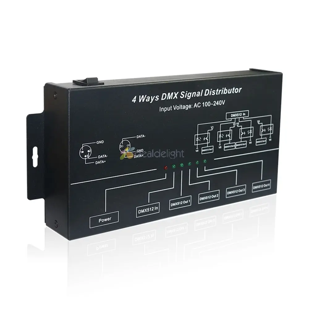 4ch 4 portas saída dmx distribuidor de