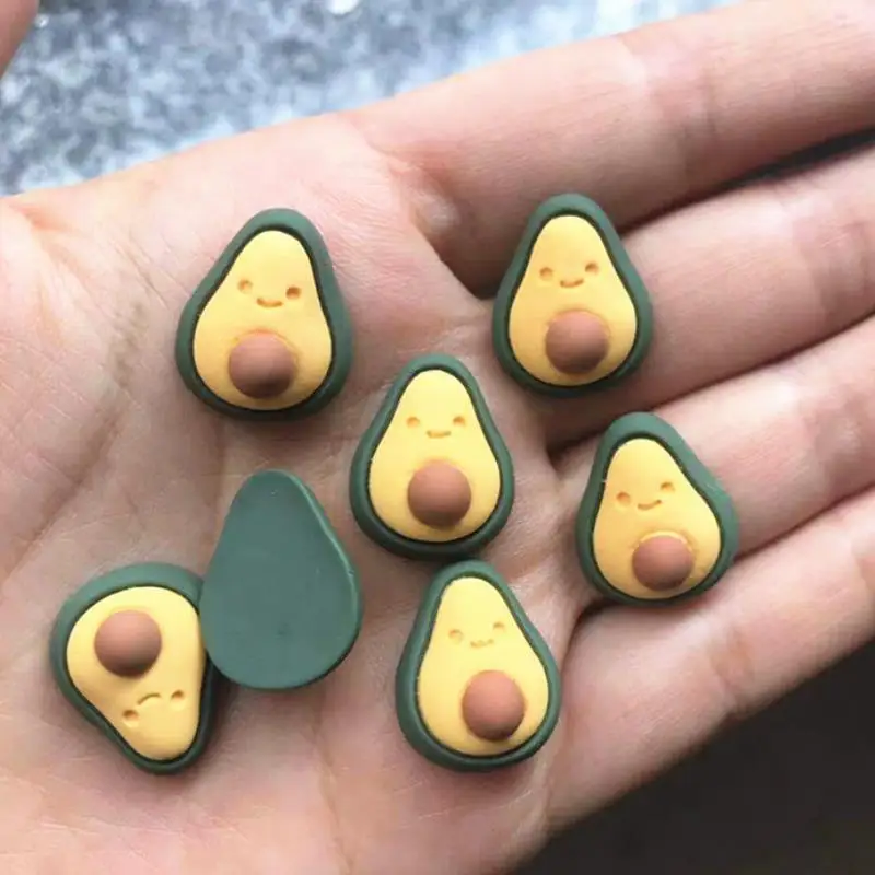 10 шт./партия, Новые креативные DIY резиновая накладка, милые статуэтки ручной работы авокадо, игрушка для хранения волос, аксессуары, детские игрушки, подарок