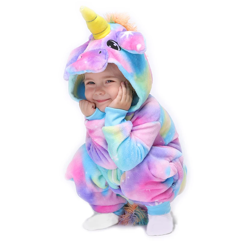 Дети Единорог кигурумис Onesie пижамы галактика Пегас детская одежда для сна мультфильм фланель девочка Мальчик одежда для домашней вечеринки комбинезон цельный