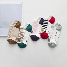 5 пар/лот хлопковые носки для женщин Harajuku мультфильм собака короткие носки женские невидимые забавные носки лодыжки Calcetines