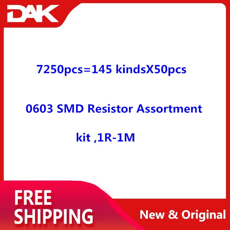 7250 шт. = 145 kindsX50pcs 0603 SMD резистор на металлической пленке, 1R-1M