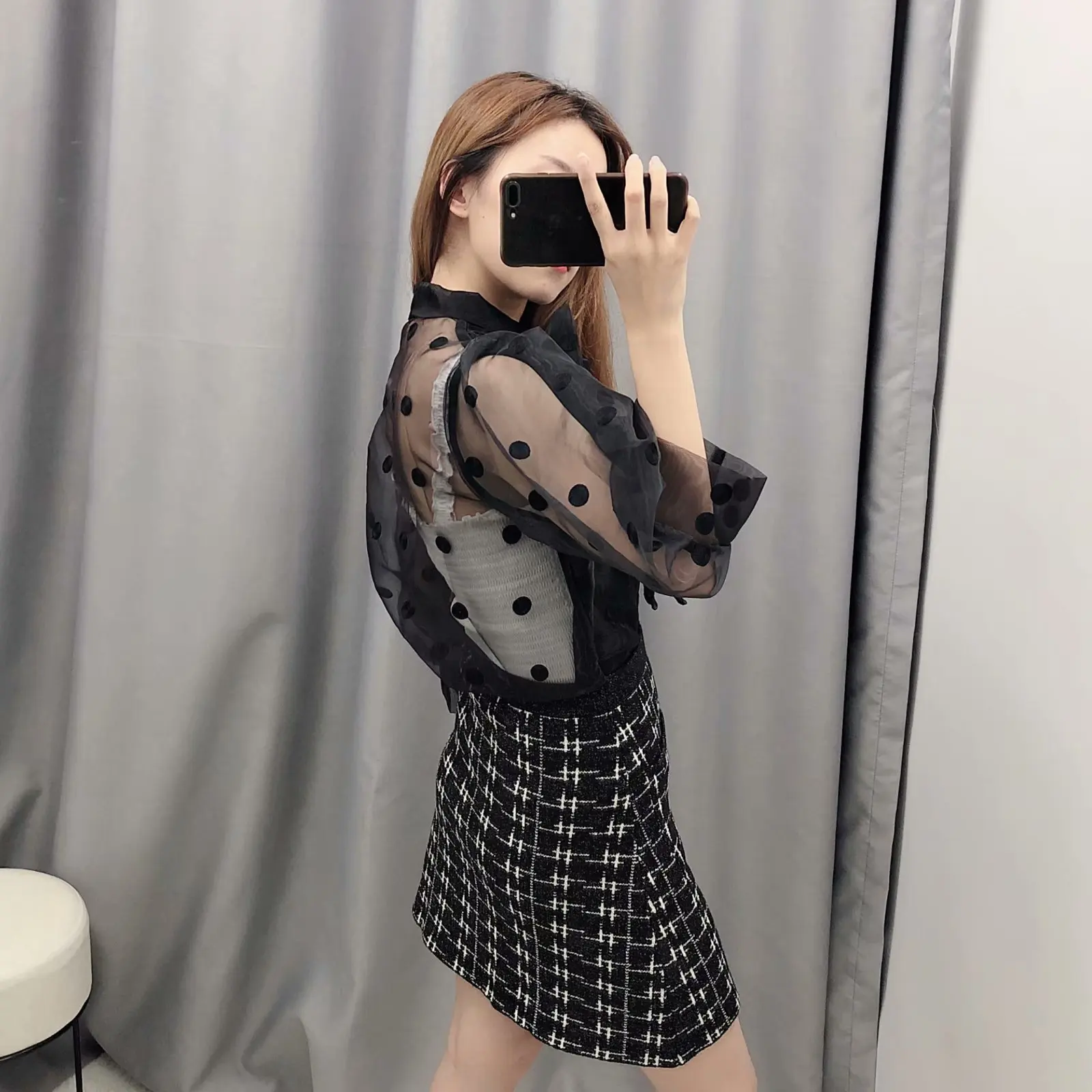ZA Solid Shirt Fashion Autumn Winter Polka Dot Bow Tie Blouse Top Women Casual Shirt Party Travel Friends Gifts Wholesale