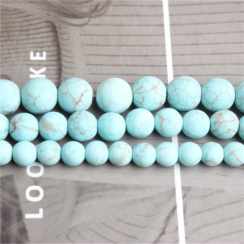 

Lingxiang 4/6/8/10mm Fashion natural Jewelry dull polish Synthetic turquoises Loose Beads DIY bracelet necklace Accessories