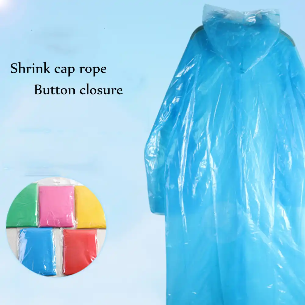 5Pcs Disposable Adult Emergency Waterproof Rain Coat Poncho Hiking Camping Hood