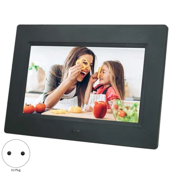 

7 Inch IPS Digital Picture Frame - Calendar/Clock Function, MP3/ Photo/Video Player with Remote Control EU Plug