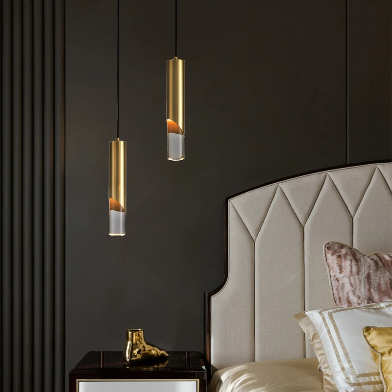 

Postmodern LED Small Pendant Light for Living Dining Room Bedroom Bedside Golden Copper Luxury Hanging Lamp Home Decoration
