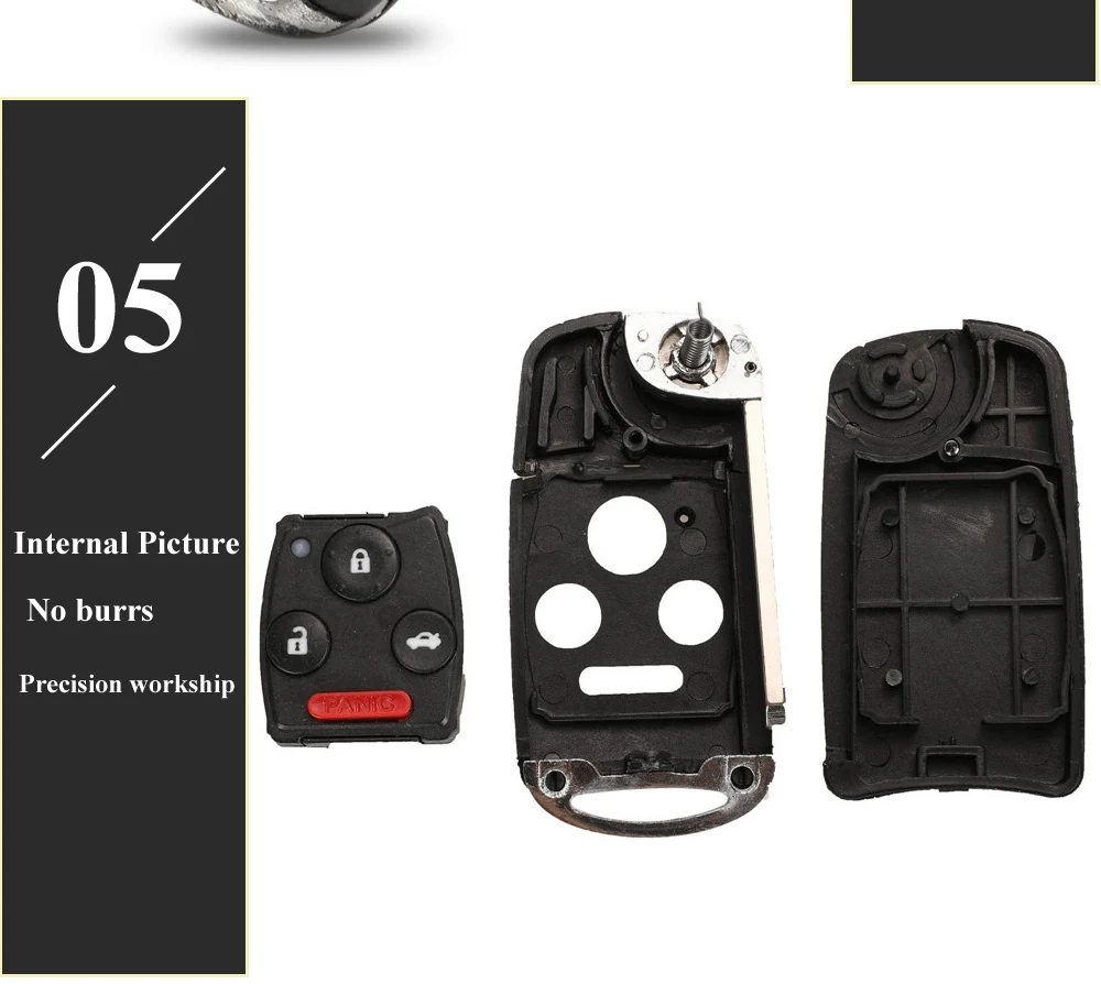 Keyforkess 10pcs Modificato Pieghevole Chiave A Distanza Dell'automobile Borsette di Caso per Honda Accord Fit 2/3/4 Button chiave di vibrazione Della Copertura - Had3acbb2de72441e9b8e0df3e4adee71B