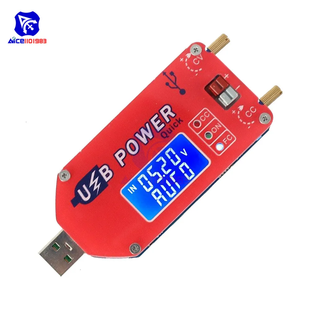 Diymore usb power supply cv cc dc 15w step up boost converter module lcd display voltage regulator fast charge trigger function