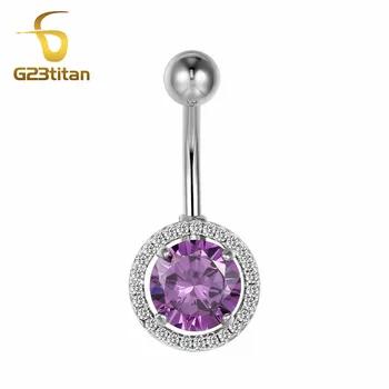 

G23 Titanium Jewelry Purple Flower Belly Button Ring Sexy Beach Belly Ting Belly Button Piercing Women's Body Chain
