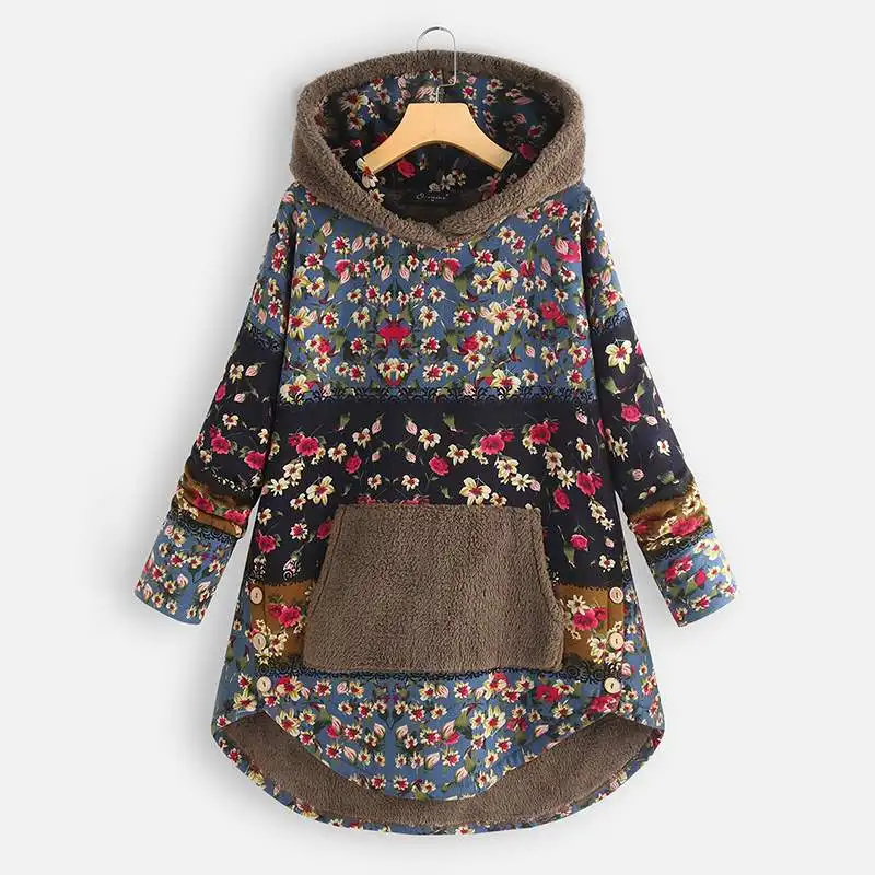 Винтажные толстовки с принтом, женские свитшоты, Осенние пушистые пальто с капюшоном, Женские флисовые пуловеры размера плюс, верхняя одежда Pacthwork