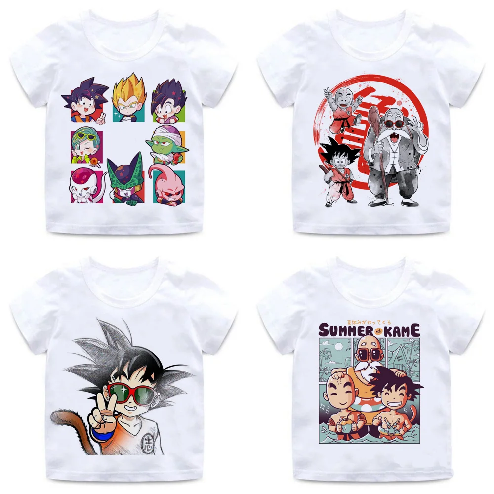 Kawaii Dragon Ball T-shirt enfants drôle dessin animé garçons/filles T-shirt haut Anime chemise Goku Cool Super Saiyan graphique T-shirt enfants