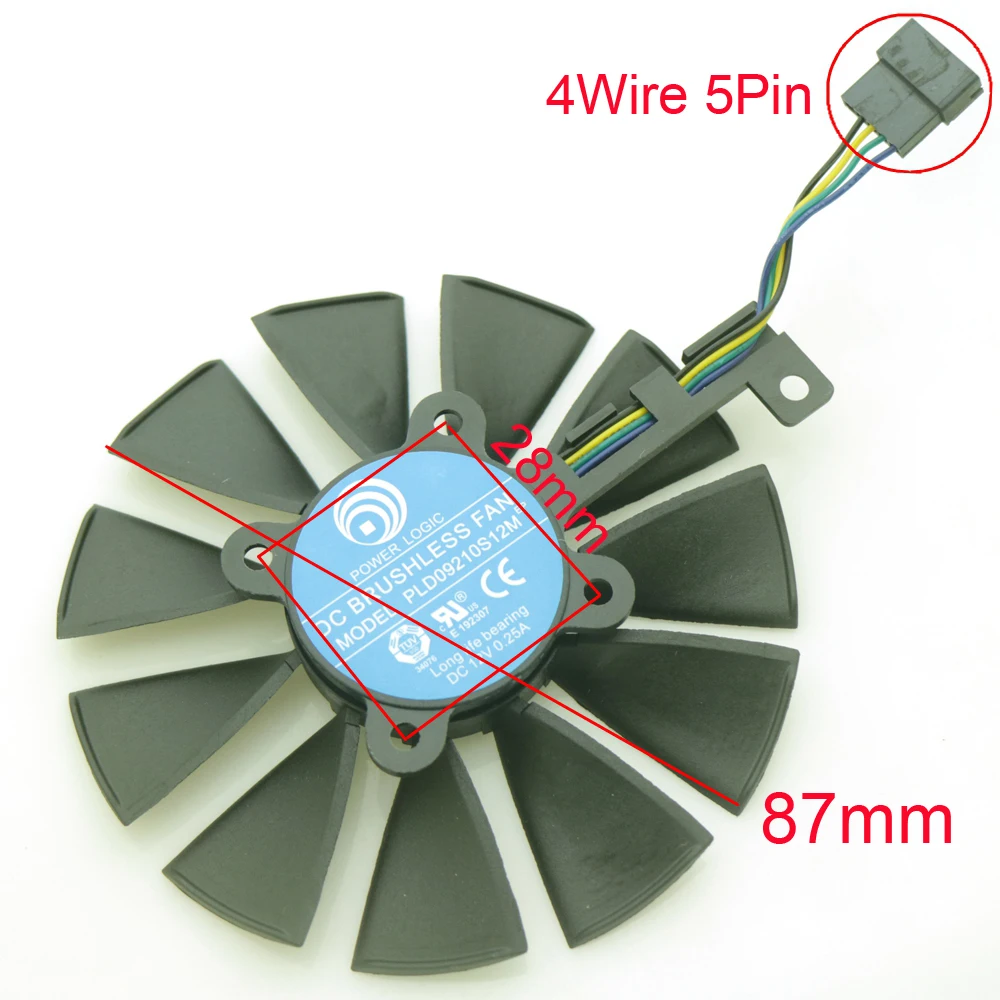 Ventilador de Refrigeração para Asus fã da Placa Novo Strix Gtx1060 oc 1070 1080 Gtx 1080ti rx 480 Rtx2060 Gráfica 87mm Pld09210s12hh Pld09210s12m - Imagem 5