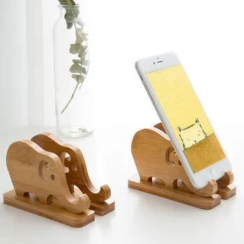 

Cartoon elephant bamboo tablet phone holder shelf Mobile phone stand desk organizer desktop bracket home storage
