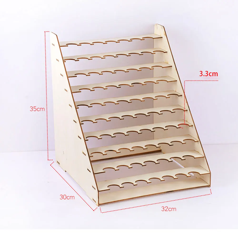 1Pcs Natural Wooden Storage Rack Stand 75 Holds Acrylic Paint Bottle Model Hobby Parts Painting Brush Tidy Holder