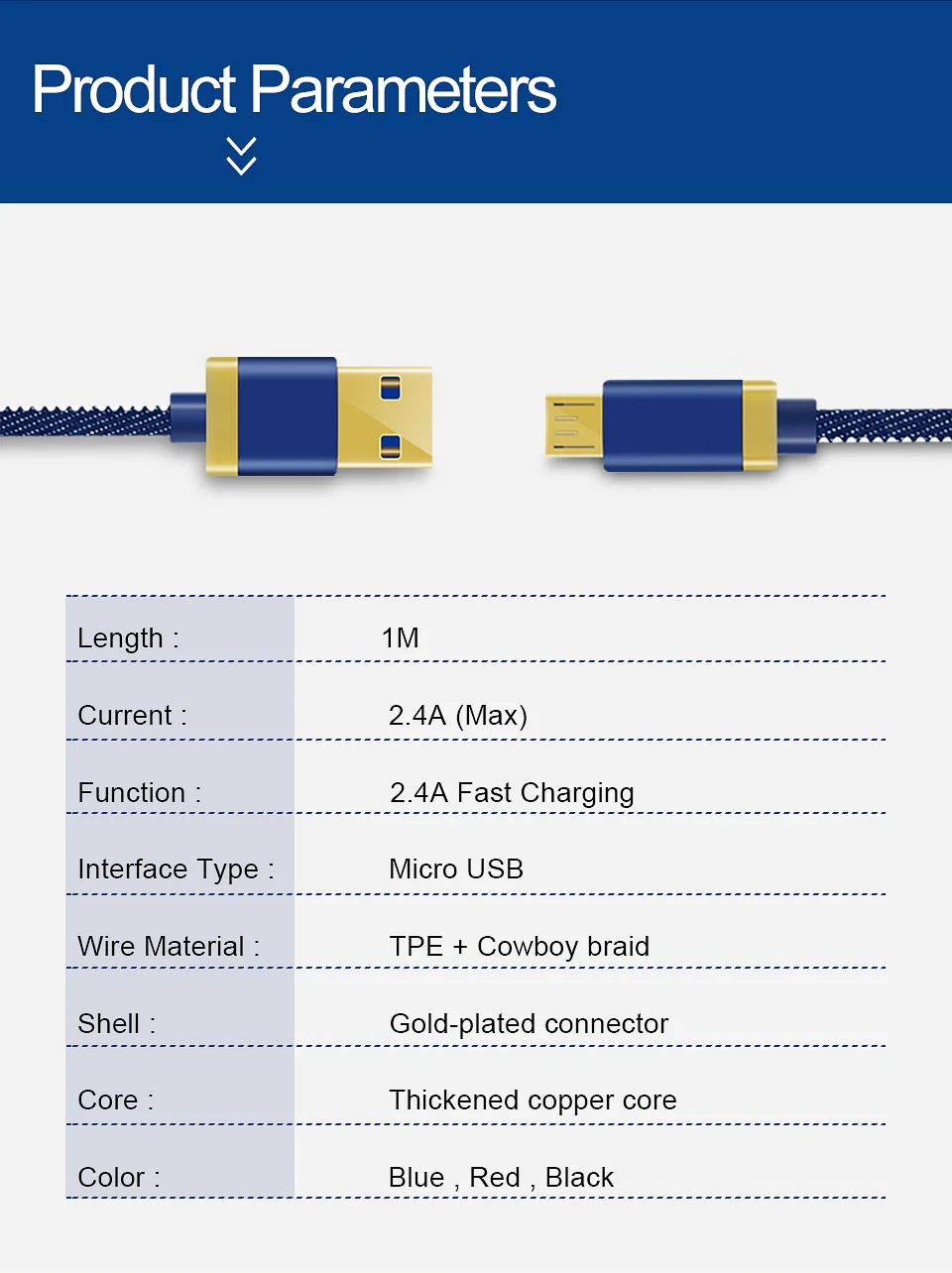 Obobix джинсовый ткацкий Micro USB кабель для Xiaomi Redmi Note 5 Универсальный мобильный телефон 2.4A кабель быстрой зарядки для huawei Honor 8X
