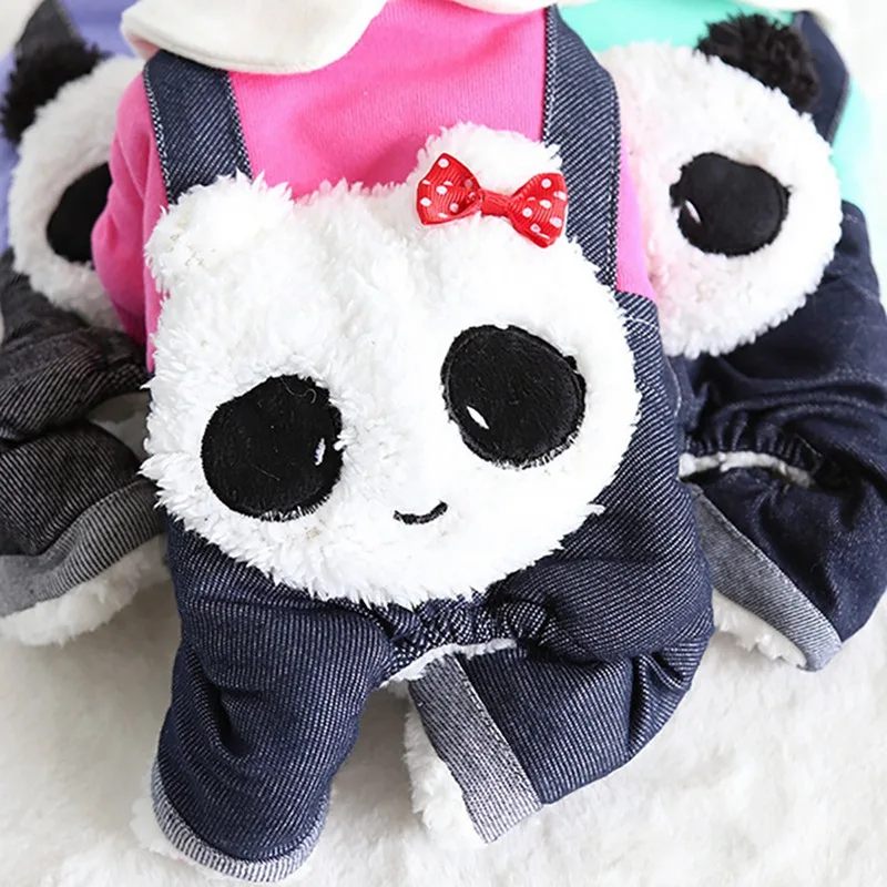 Теплая панда Форма Pet хлопковый костюм одежда с принтом в виде собак с милой пандой; 4-клёш одежда с принтом в виде собак комбинезон для домашних животных собак и кошек для осени и зимы