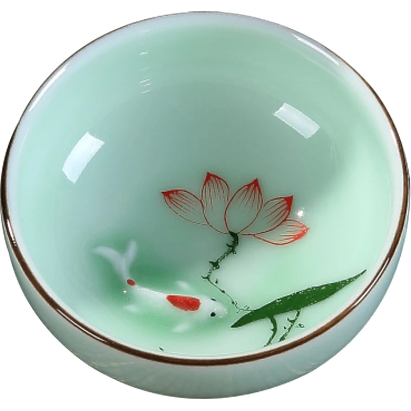 Lotus Tea Cup Porcelain Zen Drinkware Hand Painted Ceramic New Arrival Small Mug Fish China Set Accessories | Дом и сад